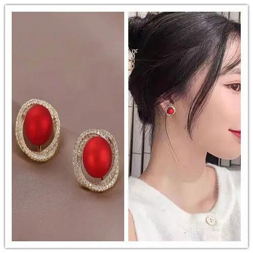 Pink Tulip Imitation Pearl Earrings Rose Flower Two Ways To Wear Ear Studs for Girls Daily Wear Women Ear Piercings Gifts