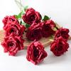 Artificial Rose Flower Realistic Fake Long Stem Rose Bouquet with 3 Heads Blooms for Wedding Centerpiece Home Party Decor