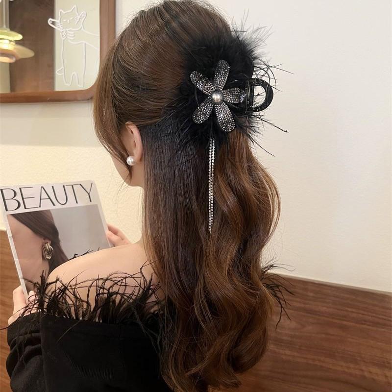 Elegante Prinzessin Feder Haarnadel für Frauen Haarspangen Kopfschmuck Lange Quasten Greifspange Weibliches Haarschmuck