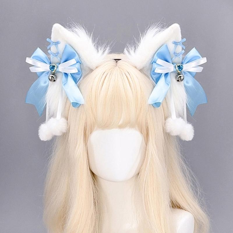 Wolf Ear Headband Wolf Tail Costume Furry Ear Headband Furry Tail Halloween Cosplay Accessories for Women Masquerade