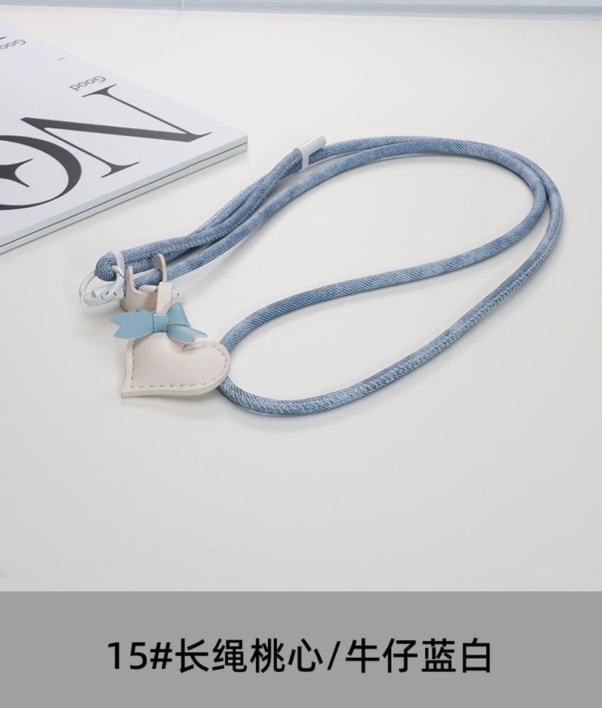 Leather messenger mobile phone lanyard love pendant long adjustable neck strap strong and durable gasket anti-lost women