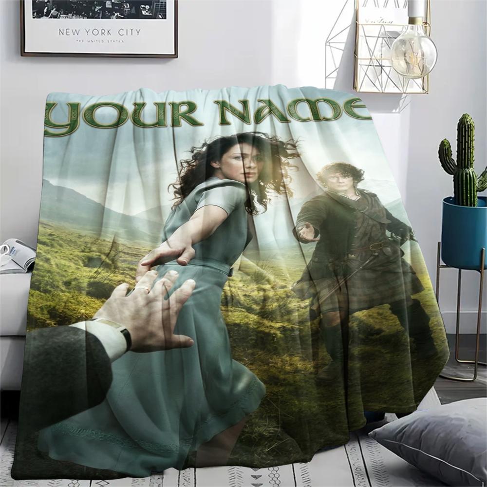 1PC Custom Name Outlander Patterned Flannel Blanket Suitable For All Seasons for Home Decor Warmth and Comfort Gifts Holiday Present