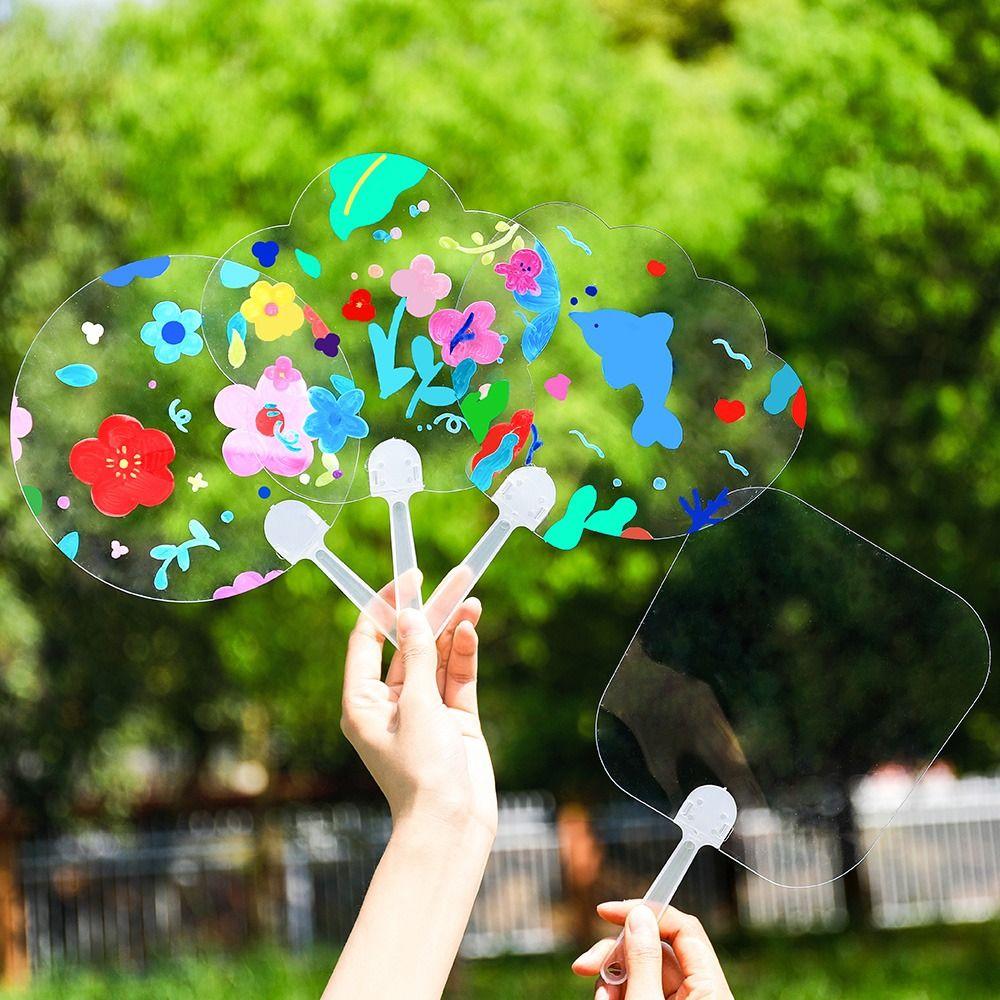 

Painting Hand Fans Graffiti Handicrafts Thicken Handheld Fan DIY Material Children