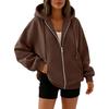 Women Oversized Hoodie Zip Up Sweatshirt Long Sleeve Casual Hooded Jacket Lightweight Sportswear