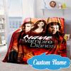 Custom Name Vampire Diaries Blanket Bed Sofa Blanket Flannel Blanket for Camping, Hiking, Picnic Essentials,gift for Fan Family