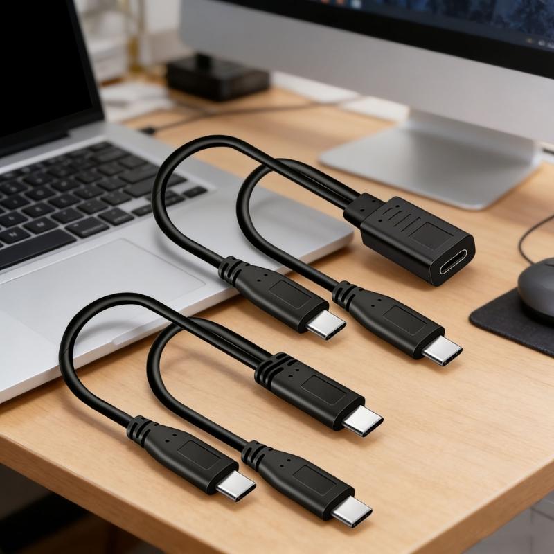 Type C to Double Type C Chargers Cable 5V 3A Power Delivery 15W Fast Charging Cable  for Phones Tablets 30cm Length