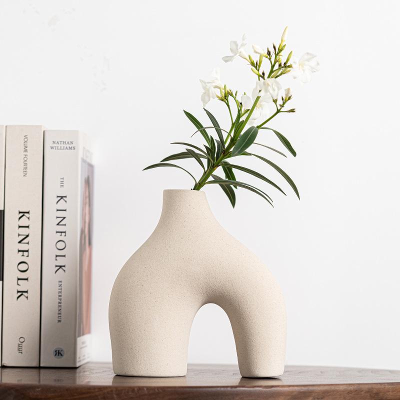 European-Style Plain-Fired Ceramic Vase, High-End Creative Flower Arrangement, Light Luxury Decorative Ornament