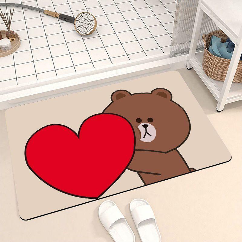 

Alfombra de suelo suave de barro de diatomeas para inodoro de oso marrón Simple,alfombrilla absorbente antideslizante de dibujos animados para baño 40cm x 60cm