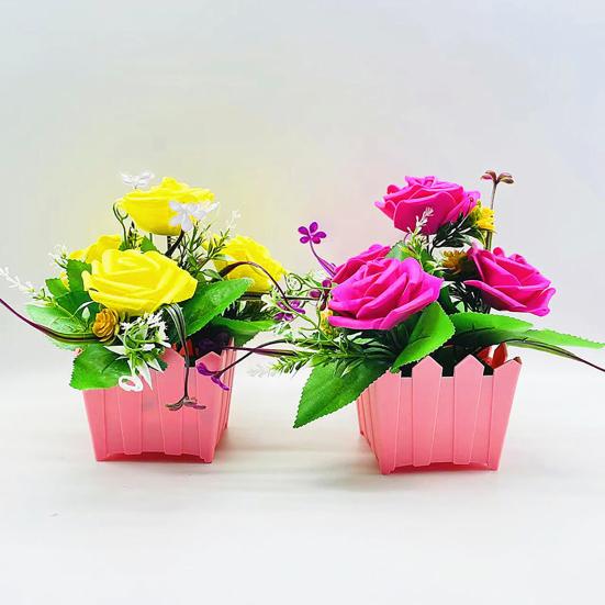 Künstliche Blume, realistische Gartenarbeit, UV-beständig, schick, Balkon, charmante Topf-Fake-Rosenblume, Urlaubszubehör