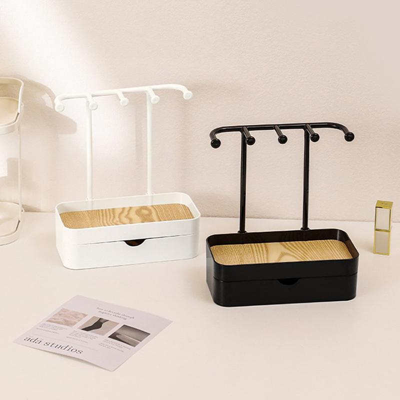 Modeschmuck-Organizer Hängende Anzeige Für Ohrringe Halsketten Schmuckaufbewahrungsregal Mit Holzsockel Armband Ringhalter