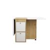 Dining Table Set, (with Dining Table, 4 Chairs), Foldable, 120*80*75cm, Multifunctional Extendable Dining Table, Dining Chairs, White + Oak