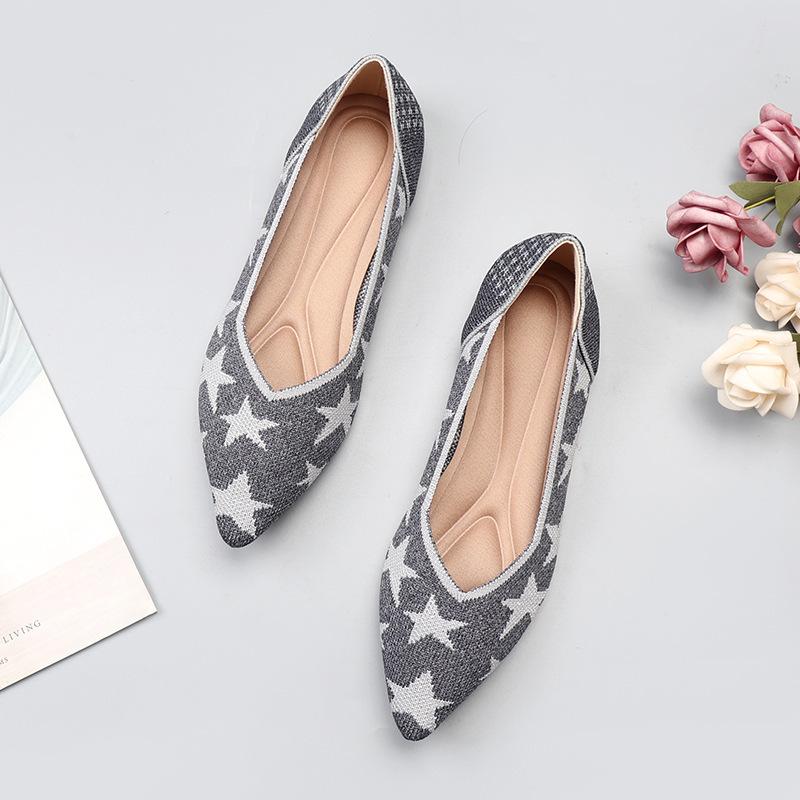Spring and autumn flying knitting single shoes Doudou shoes flat bottom women's floating shoes boat shoes pregnant women knitted flying thread