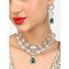Green Stones Dazzling Austrian Diamonds Bling Necklace & Earring Set For Women