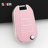 Tpu Car Flip Key Case Cover For Peugeot 208 308 408 508 2008 3008 4008 5008 For Citroen C3 C4 Cactus C6 C8 Protector Keychain