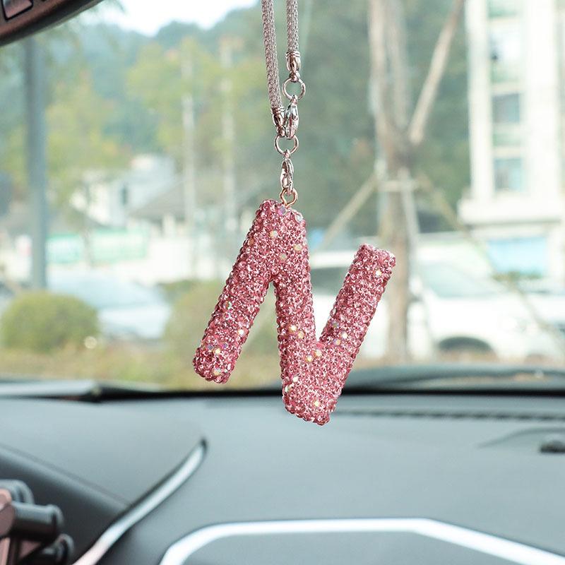 Rhinestone Bow Polymer Clay Rearview Mirror Ornament for Women