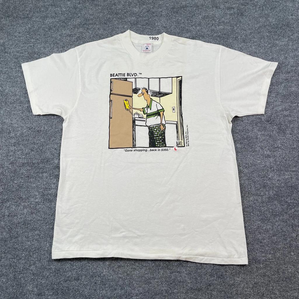 Maglietta Fumetto Matrimonio Divertente Beattie Vintage 1993 Taglia L 22x28 Bianca NUOVA