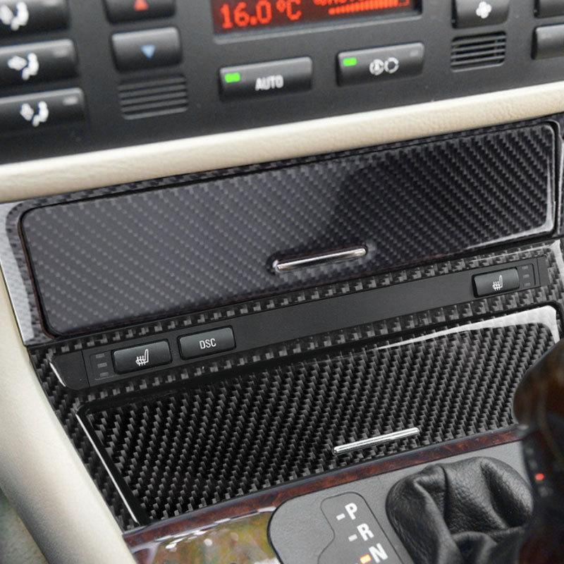 Car Carbon Fiber Center Control Panel Gear Shift Cigarette Lighter Cover Sticker Trim For BMW 3 Series E46 1998 - 2003 2004 2005