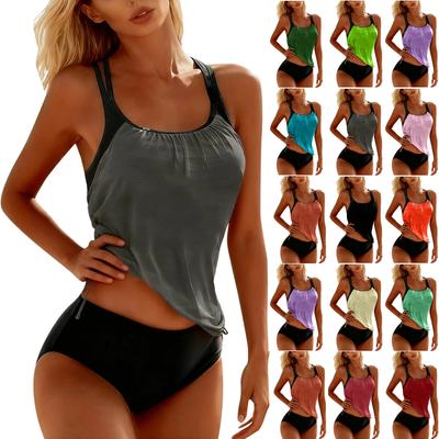 Women Tankini Swimsuit Two Piece Bathing Suit Loose Fit Tank Top with Boyshorts Athletic Swimwear for Beach Pool