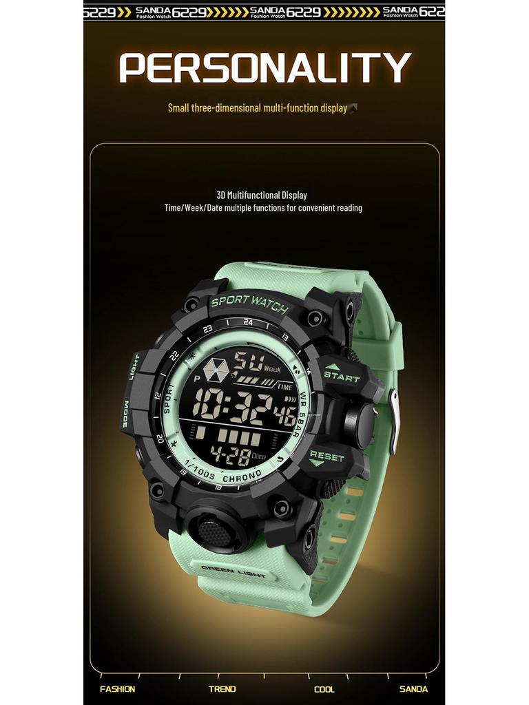 Sanda Multifunktionale Wasserdichte Sportuhr mit Alarm & Modischer Einzelanzeige für Studenten.
