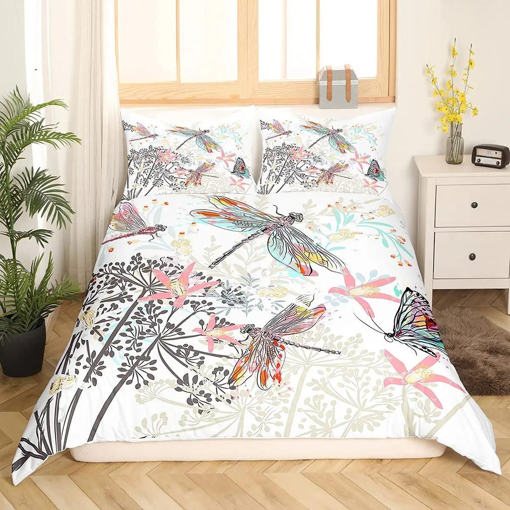 Bohemian Dragonfly King Queen Duvet Cover Mandala Paisley Bedding Set Tie Dye Trippy Gypsy Quilt Cover Polyester Comforter Cover