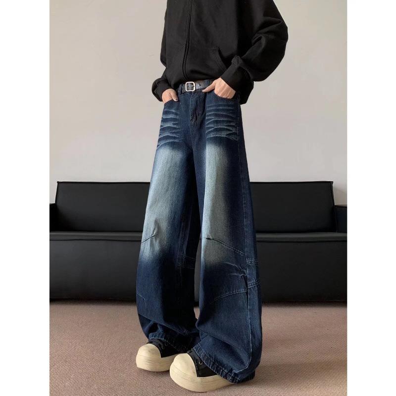 JYL Women s Straight Jeans American Vintage Wide-Leg Spring High-Waist Draped Denim L бездна