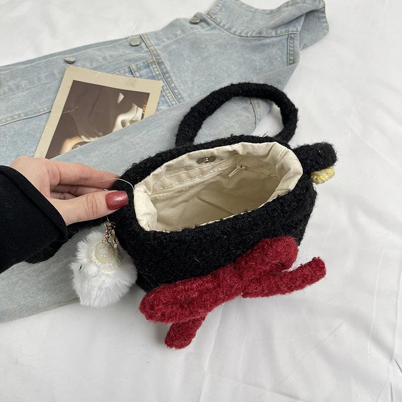 Girl Cute Little Satchel Bow Cartoon Fashion Korean Version Women's Mobile Phone Bag Felt Christmas Japanese Messenger Bag