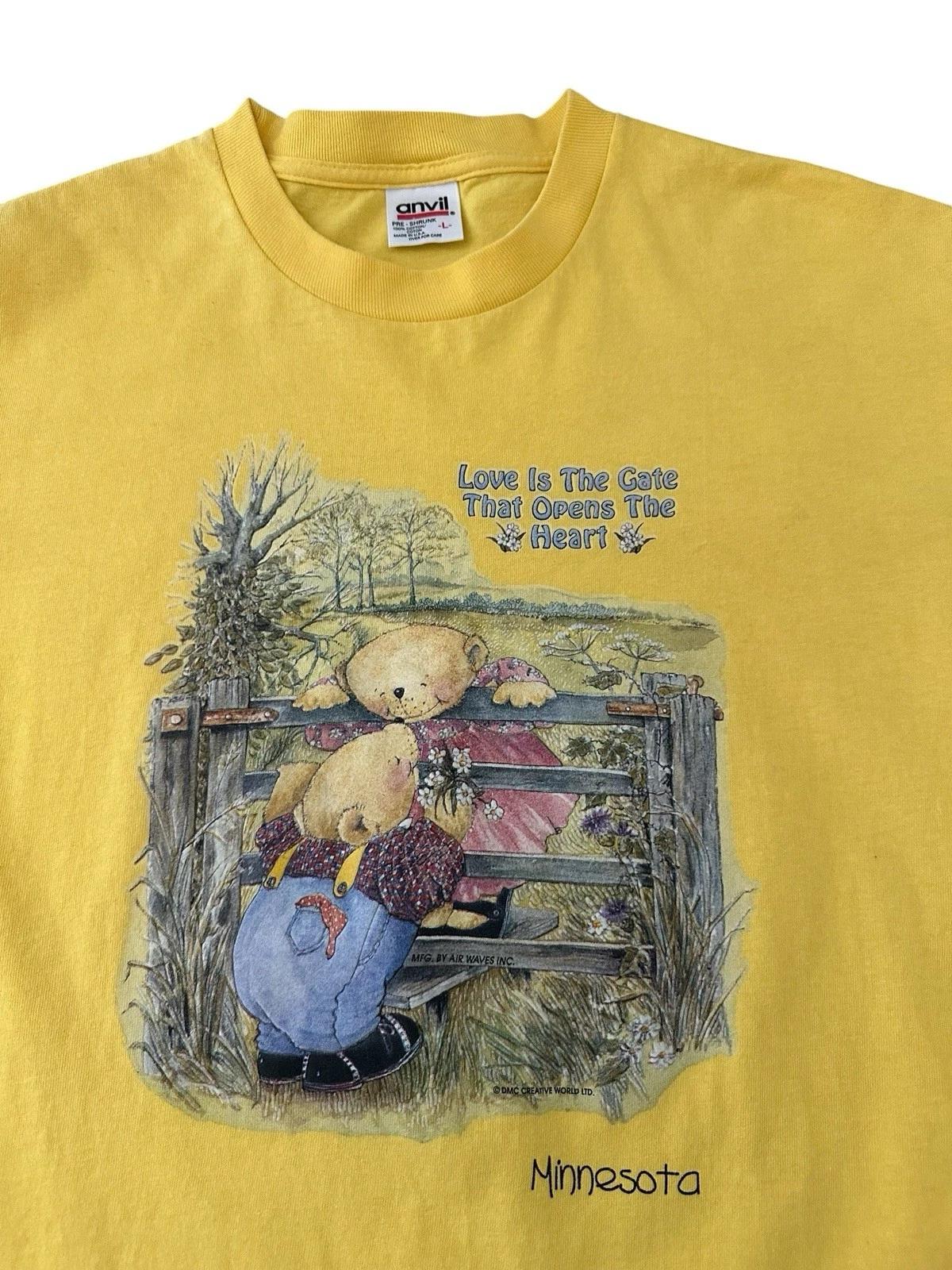 Vintage Minnesota T Shirt Men’s Large Yellow 90’s Love Is The Gate S