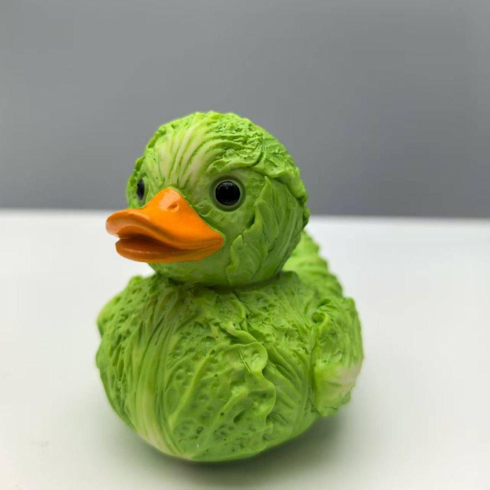 Resin Whimsical Vegetable Duck Ornament Cute Animal Sculpture Micro Landscape Duck Statue  Office