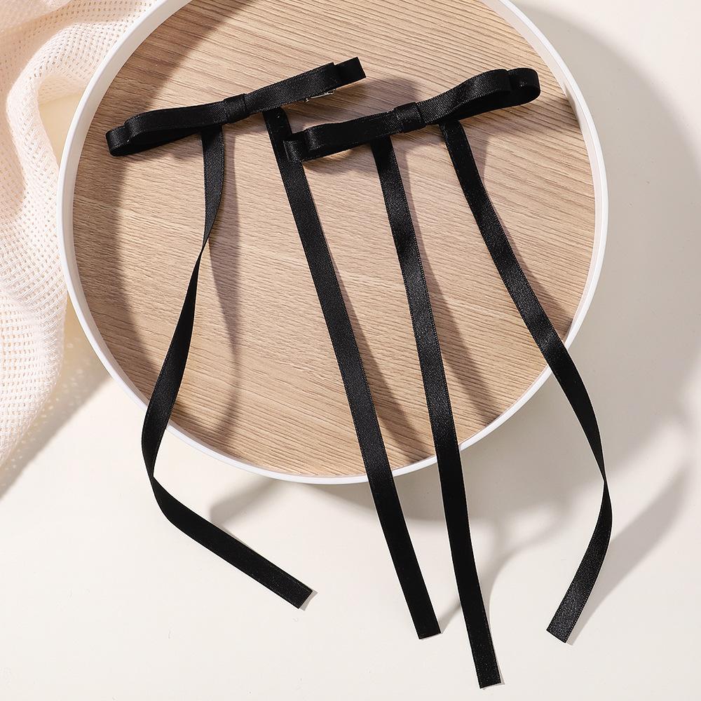 Popular Tassel Streamer Bow Hairpin Polyester Cotton Maillard Children'S Hairpin Hair Accessories Duck Bill Clip 3631
