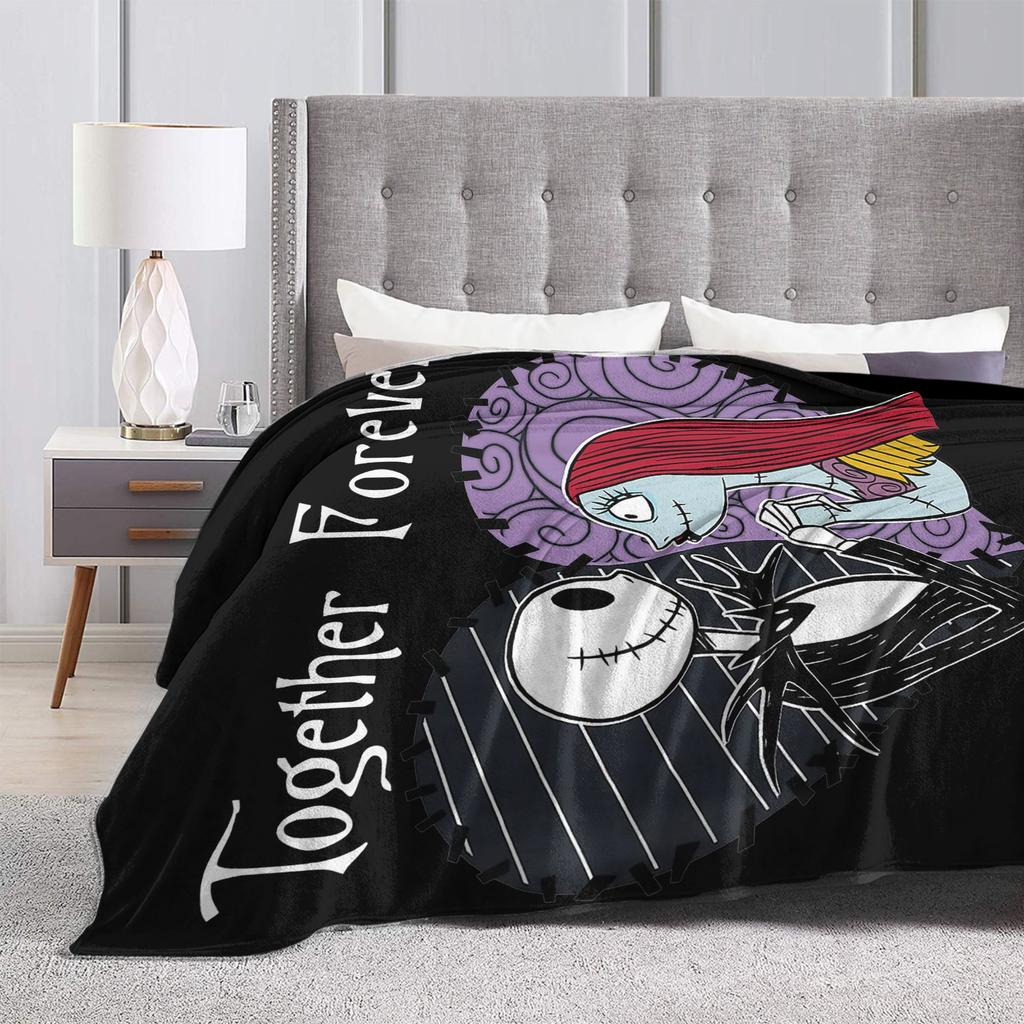 The Nightmare Before Christmas Fleece-Decken Jack Sally Zusammen Vintage Überwurfdecke für Zuhause 150*125cm Bettüberwürfe,