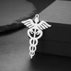 Dawapara Caduceus Symbol Pendant for Necklace Earrings Healing Medical Symbol DIY Charms Stainless Steel Accessories
