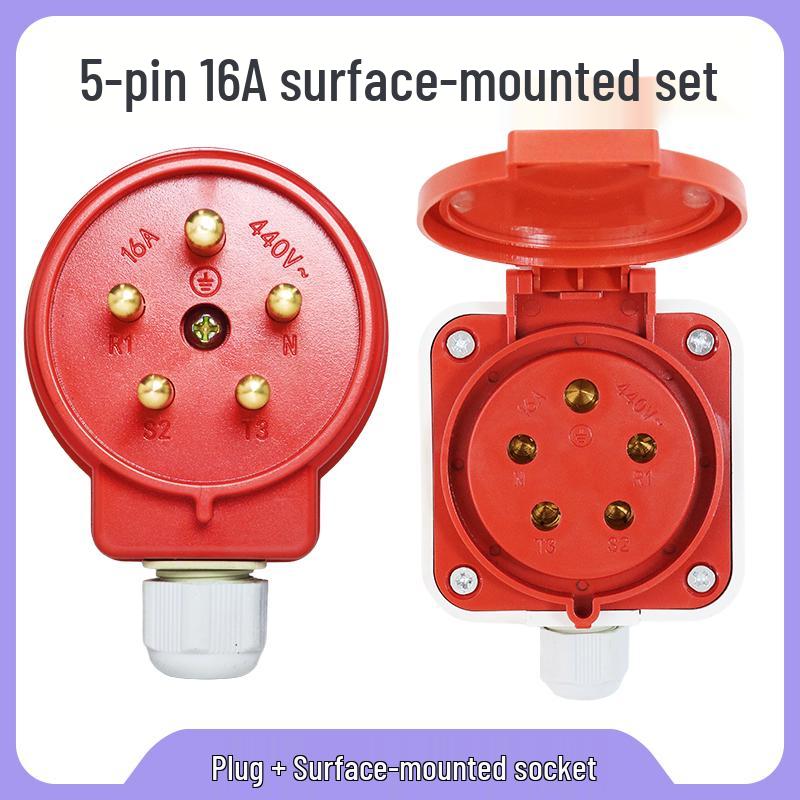 Explosion-Proof 3-Pin 5-Hole 380V Outdoor Horizontal Industrial Socket & Waterproof Plug