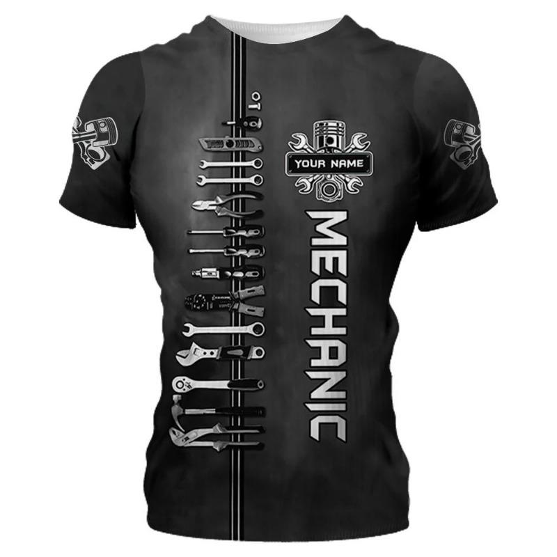 

3D Print Sport Quick-dry Breathable Men T-shirt for Auto Repair Work Uniform Outdoor Street Team Short Sleeve Clothing Summer XXL