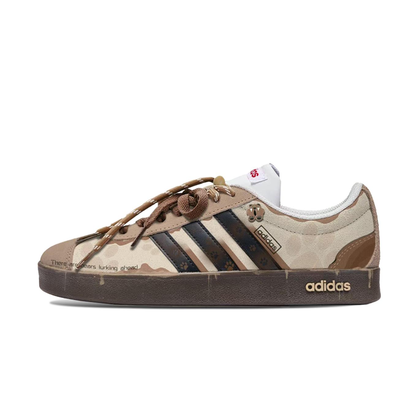 Adidas Neo VL Court 2.0 Bear Slip Resistant And Breathable Low top Skateboard Shoes Unisex Brown Gray HQ1802(Team202-) 39⅓