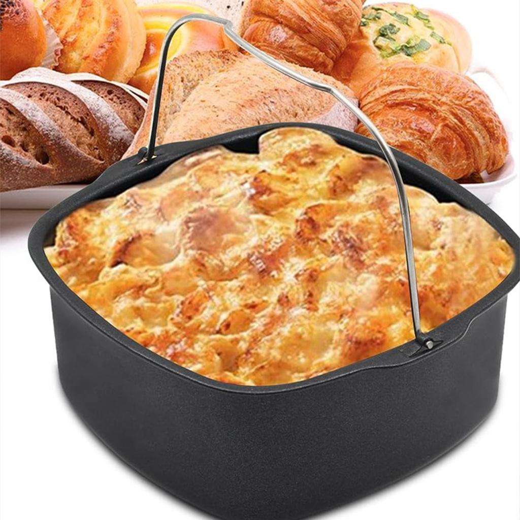 Stampo per Torta Quadrato per Friggitrice ad Aria con Manici Resistente alle Temperature per Cottura e Dolci
