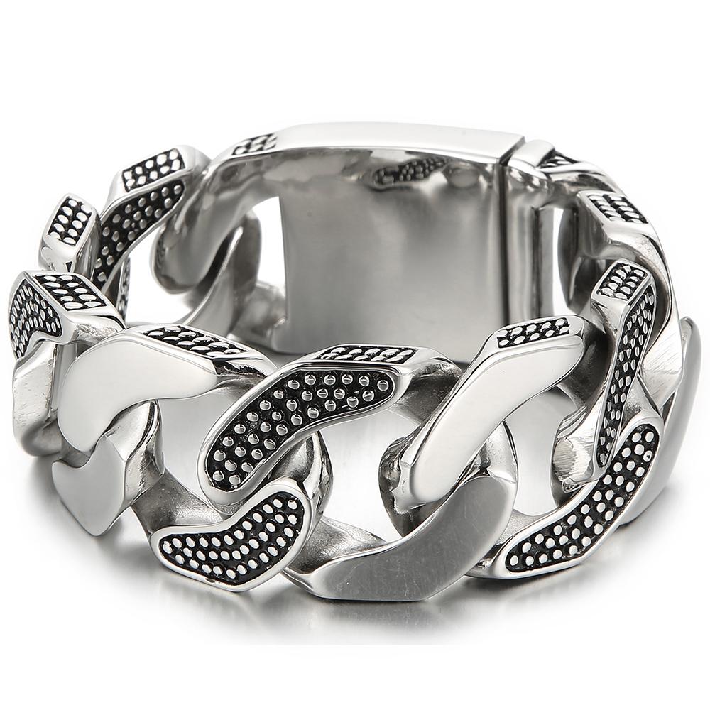 Massive 30MM Width Curb Cuban Link Chain Bracelet for Men 316L Stainless Steel Men's Bracelets Punk Rock Jewelry Accessories Man