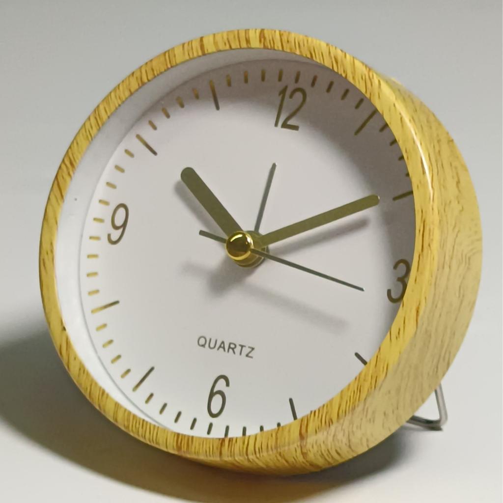 Quiet small alarm clock ABS material wood grain color good feel spray paint silent children's students bedside small alarm clock