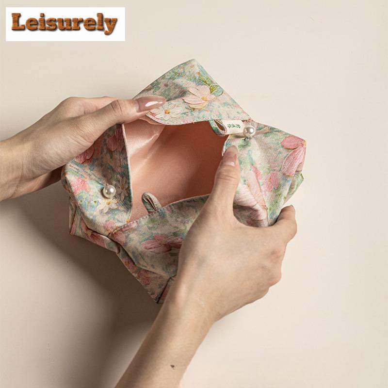 Brocade Flowers Tissue Box Zen Tissue Rangement Paper Container Dispenser Case Wet Wipes Case Paper Drawer Room Napkin Storage