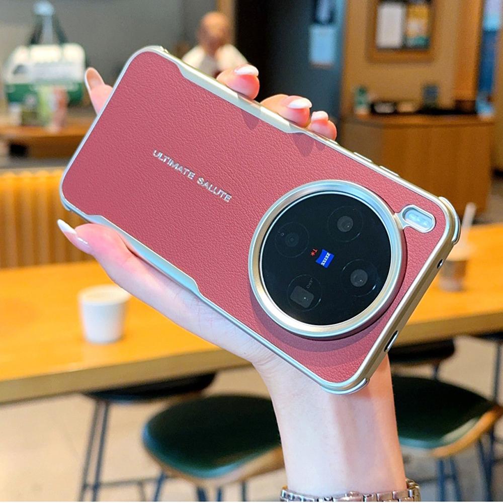 For Magsafe Magnetic Case For Vivo X200 Ultra X200s X300 Pro Mini Plating PU Leather Shockproof Bumper Protection Cover