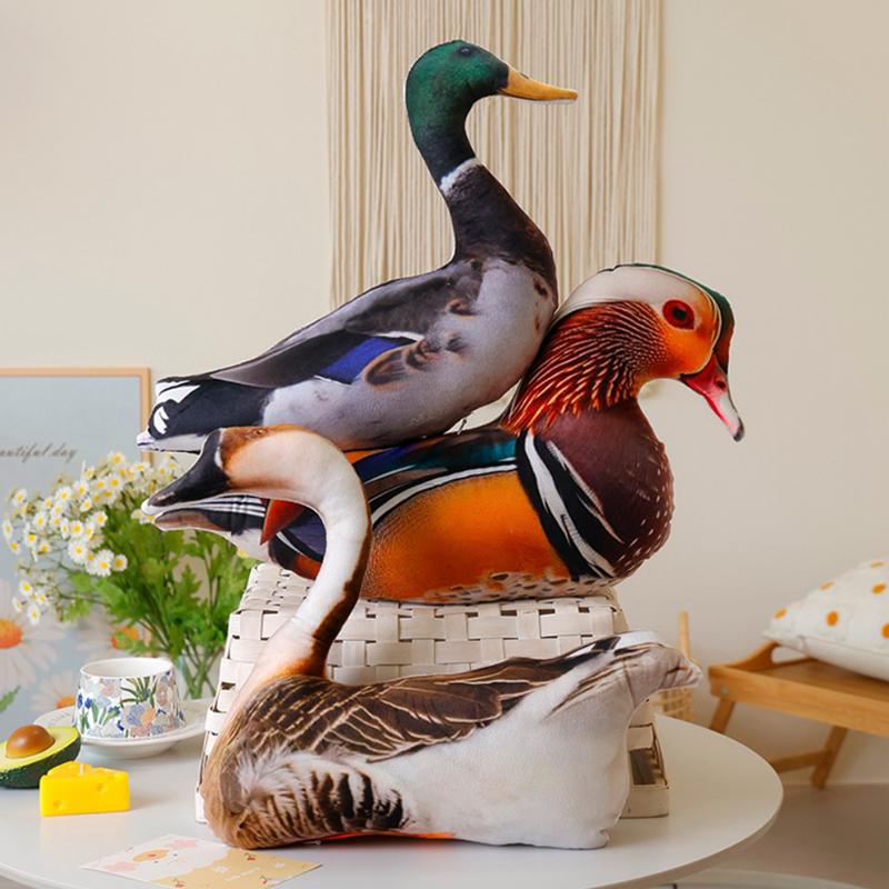 Simulation 3D Vogelkissen Gans Huhn Hahn Henne Ente Taube Papagei Fasan Mandarinente Kissenkissen Heim Sofa Dekor