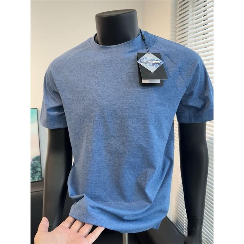 Мужская мягкая эластичная однотонная меланжевая повседневная футболка с коротким рукавом M синий