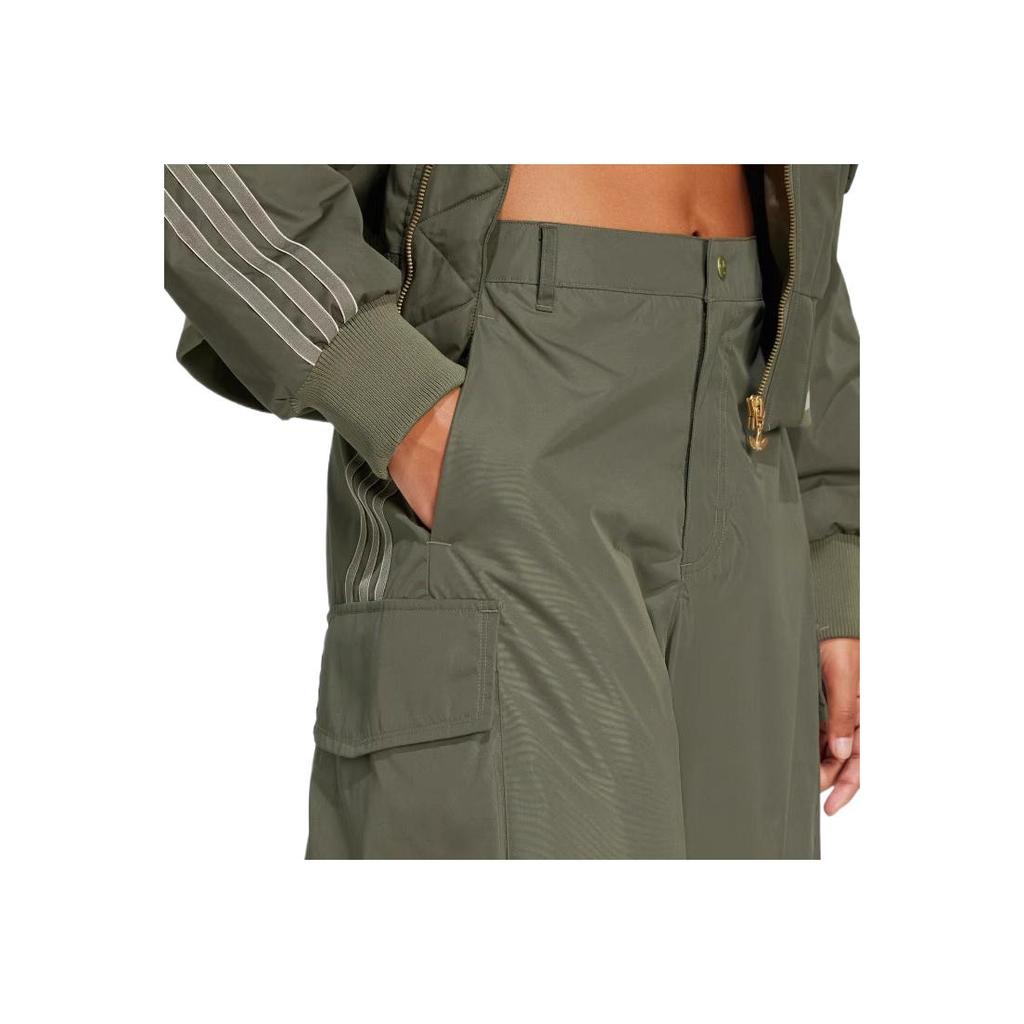 adidas Originals SS25 Serie Passeggiata in Città Moda Comoda Pantaloni Cargo Multi-tasche Pantaloni Donna Rock-Verde Oliva JI5728