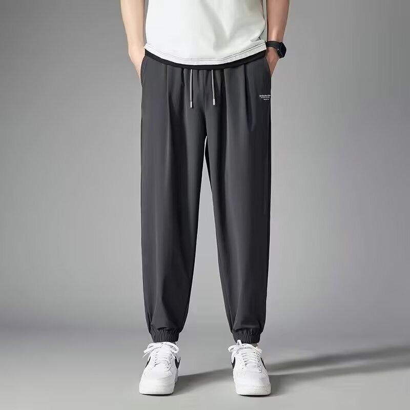 Shirt Less Clothing Summer Pants Men's High Street Tide Brand Design Sense Niche Nine-point Pants Tied Feet Casual Trousers