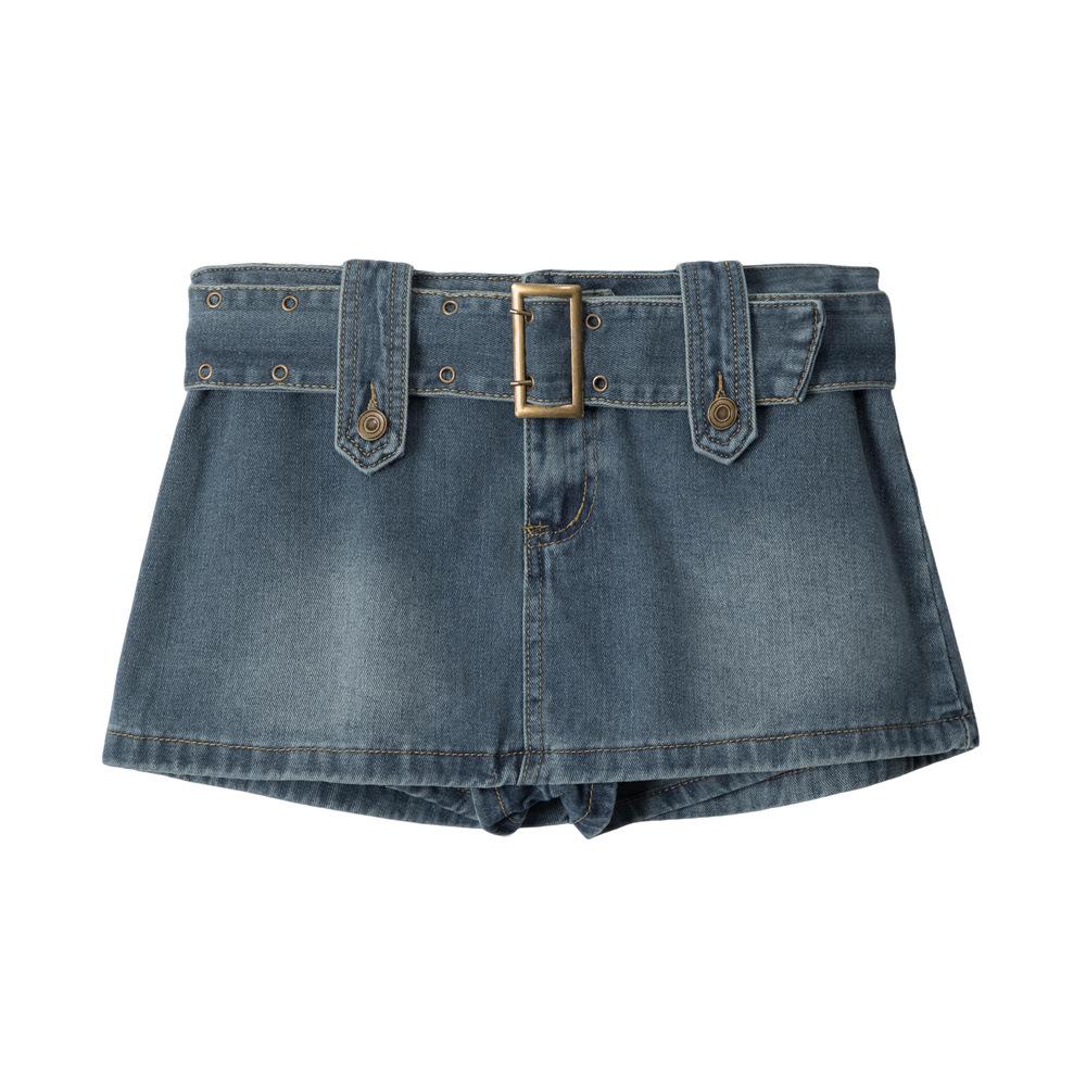 

HeyHenry Women s A-Line High-Waisted Denim Skirt with Belt - Summer Spicy Girl Style, Short and Hip-Hugging with Anti-Exposure Feature. Extra Small синій