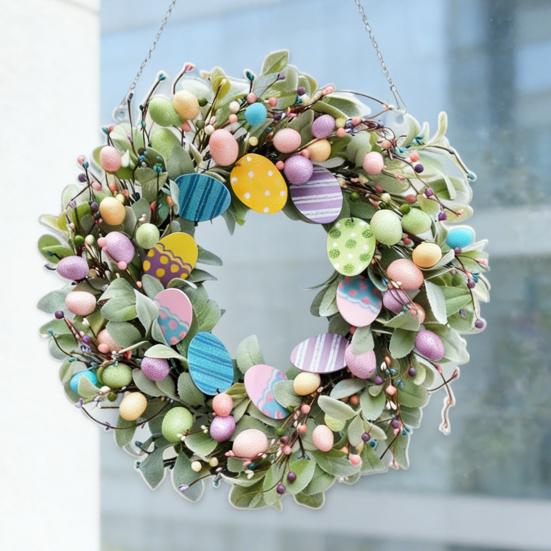 Ghirlanda di Pasqua 2D Coniglietto Acrilico Uova di Pasqua Ghirlanda Ornamento da Appendere Primaverile per Decorazione Porta Muro Finestra