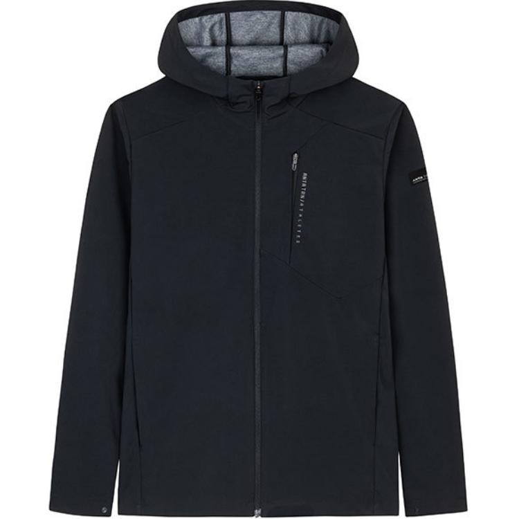 

Anta Casual Comfortable Zip Hooded Jacket Men jackets Basic-Black 152437618-4 XL
