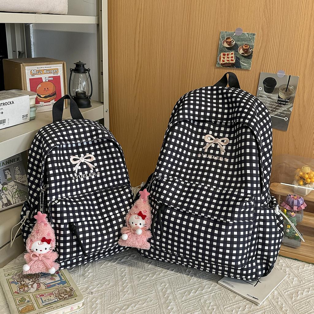 Schoolbag high value plaid backpack Japanese new cute sweet student class schoolbag pastoral leisure backpack women