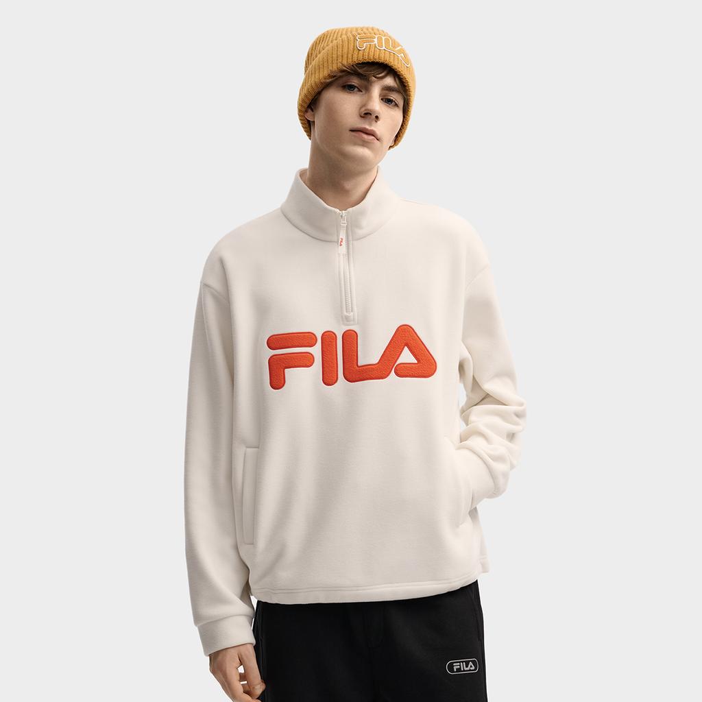 Fila Original Fashion Simple Retro Trendy Comfortable Versatile Loose Warm Fleece Pullover Sweatshirt Men Sweatshirt F11U549201FIV