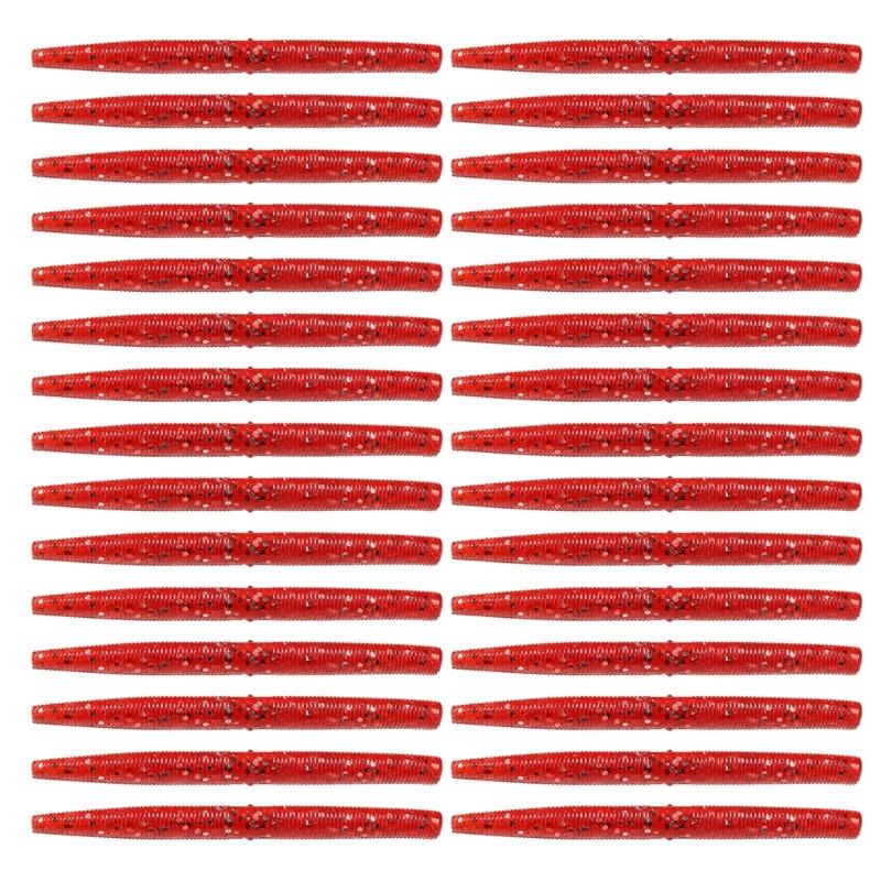 30Pcs Soft PVC Stick Baits Artificial Soft Fishing Lures With Salt Plastic Earthworm Fishing Baits Fishing Accessories