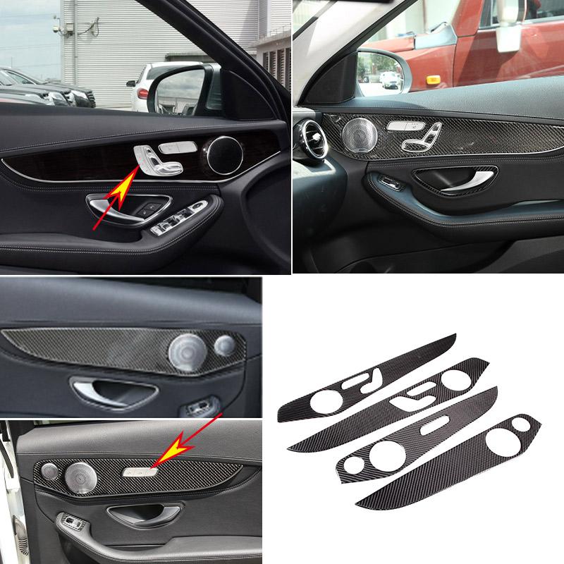 Soft Carbon Fiber For Mercedes Benz C Class W205 GLC Class 2014- Interior Door Decoration Panel Cover Trim Car Accessories